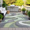 Piper Looms Chantille Swirls ACN2183 Green Machine Washable Area Rug Outdoor Lifestyle Image Feature