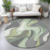 Piper Looms Chantille Swirls ACN2183 Green Machine Washable Area Rug Round Lifestyle Image Feature