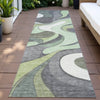 Piper Looms Chantille Swirls ACN2183 Green Machine Washable Area Rug Runner Outdoor Lifestyle Image Feature