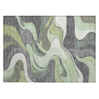 Piper Looms Chantille Swirls ACN2183 Green Machine Washable Area Rug Scatter Main Image