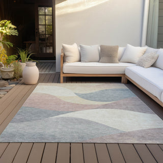 Piper Looms Chantille Swirls ACN2184 Beige Machine Washable Area Rug Outdoor Lifestyle Image Feature