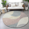 Piper Looms Chantille Swirls ACN2184 Beige Machine Washable Area Rug Round Lifestyle Image Feature