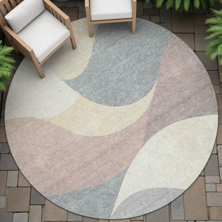 Piper Looms Chantille Swirls ACN2184 Beige Machine Washable Area Rug Round Outdoor Lifestyle Image Feature