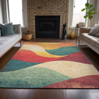 Piper Looms Chantille Swirls ACN2184 Orange Machine Washable Area Rug Lifestyle Image Feature