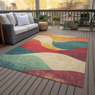 Piper Looms Chantille Swirls ACN2184 Orange Machine Washable Area Rug Outdoor Lifestyle Image Feature