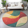 Piper Looms Chantille Swirls ACN2184 Orange Machine Washable Area Rug Round Lifestyle Image Feature