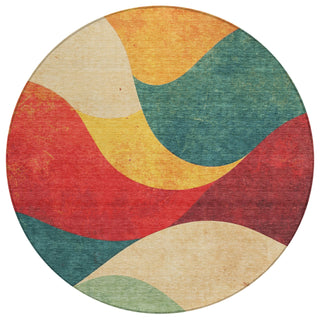 Piper Looms Chantille Swirls ACN2184 Orange Machine Washable Area Rug Round Main Image