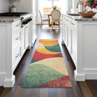 Piper Looms Chantille Swirls ACN2184 Orange Machine Washable Area Rug Runner Lifestyle Image Feature