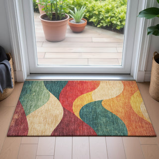 Piper Looms Chantille Swirls ACN2184 Orange Machine Washable Area Rug Scatter Lifestyle Image Feature