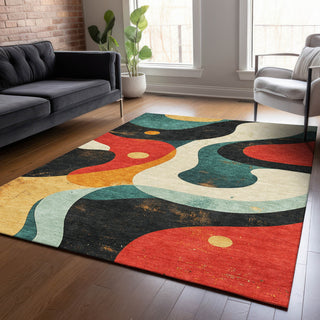 Piper Looms Chantille Swirls ACN2185 Red Machine Washable Area Rug Lifestyle Image Feature