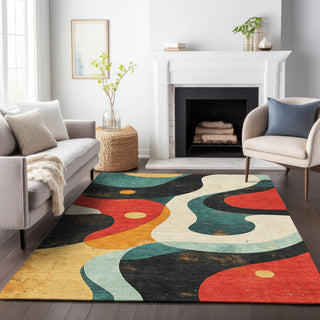 Piper Looms Chantille Swirls ACN2185 Red Machine Washable Area Rug Lifestyle Image Feature