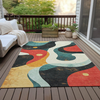 Piper Looms Chantille Swirls ACN2185 Red Machine Washable Area Rug Outdoor Lifestyle Image Feature