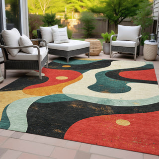 Piper Looms Chantille Swirls ACN2185 Red Machine Washable Area Rug Outdoor Lifestyle Image Feature
