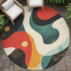 Piper Looms Chantille Swirls ACN2185 Red Machine Washable Area Rug Round Outdoor Lifestyle Image Feature