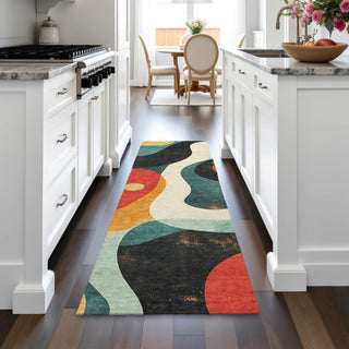 Piper Looms Chantille Swirls ACN2185 Red Machine Washable Area Rug Runner Lifestyle Image Feature