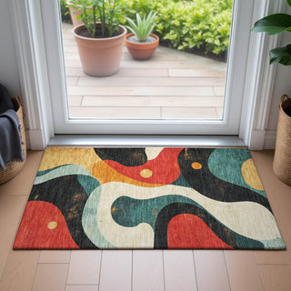 Piper Looms Chantille Swirls ACN2185 Red Machine Washable Area Rug Scatter Lifestyle Image Feature