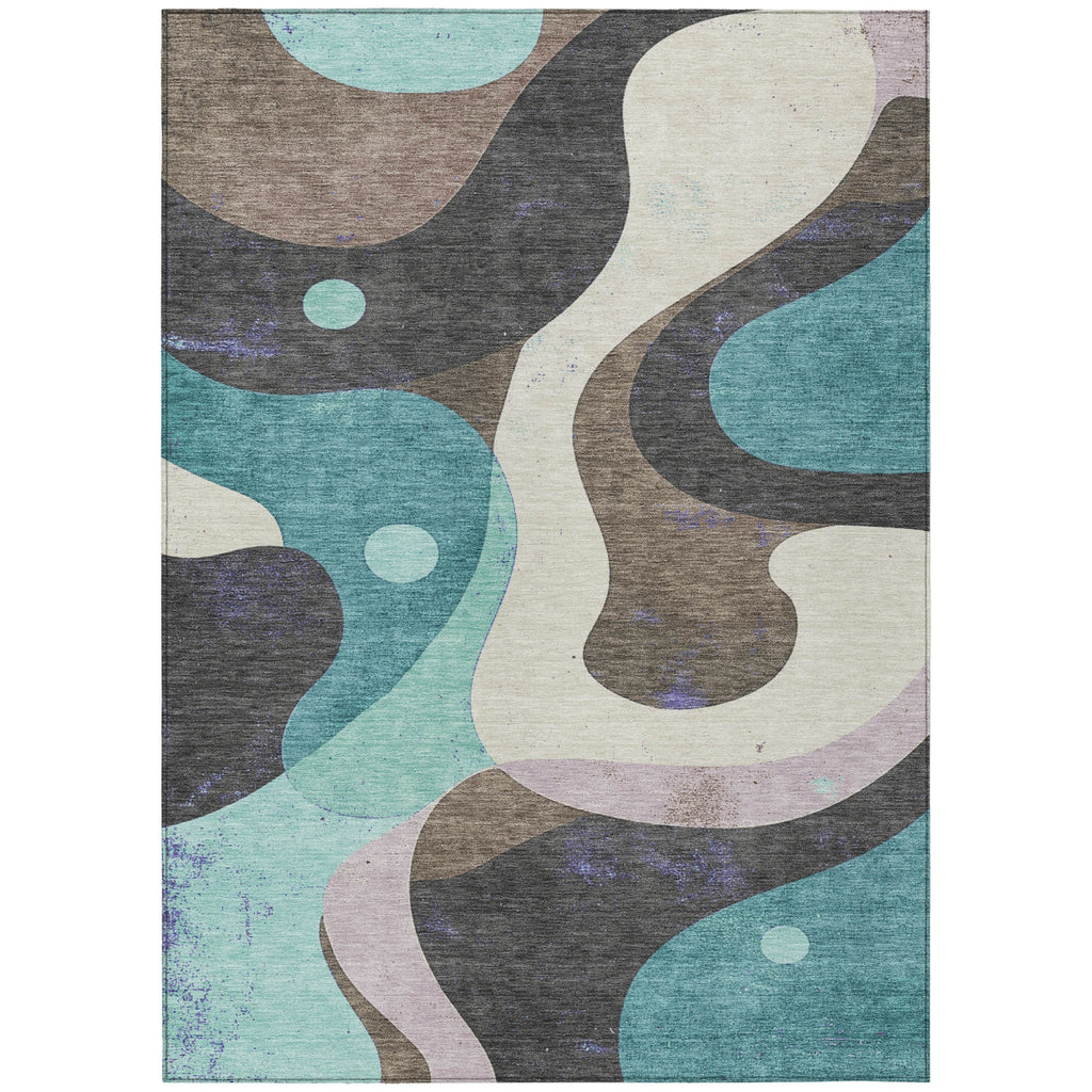 Piper Looms Chantille Swirls ACN2185 Teal Machine Washable Area Rug main image
