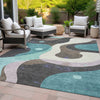 Piper Looms Chantille Swirls ACN2185 Teal Machine Washable Area Rug Outdoor Lifestyle Image Feature