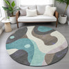 Piper Looms Chantille Swirls ACN2185 Teal Machine Washable Area Rug Round Lifestyle Image Feature