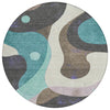 Piper Looms Chantille Swirls ACN2185 Teal Machine Washable Area Rug Round Main Image