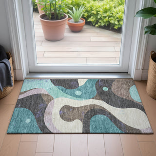 Piper Looms Chantille Swirls ACN2185 Teal Machine Washable Area Rug Scatter Lifestyle Image Feature
