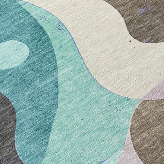 Piper Looms Chantille Swirls ACN2185 Teal Machine Washable Area Rug Swatch Image