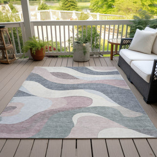 Piper Looms Chantille Swirls ACN2186 Blush Machine Washable Area Rug Outdoor Lifestyle Image Feature