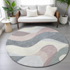 Piper Looms Chantille Swirls ACN2186 Blush Machine Washable Area Rug Round Lifestyle Image Feature