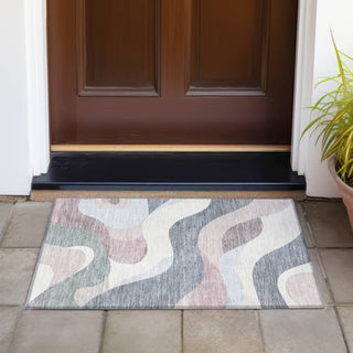 Piper Looms Chantille Swirls ACN2186 Blush Machine Washable Area Rug Scatter Outdoor Lifestyle Image Feature