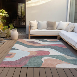 Piper Looms Chantille Swirls ACN2186 Coral Machine Washable Area Rug Outdoor Lifestyle Image Feature