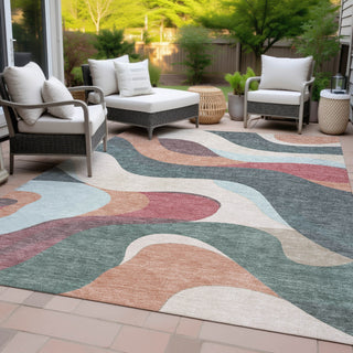 Piper Looms Chantille Swirls ACN2186 Coral Machine Washable Area Rug Outdoor Lifestyle Image Feature