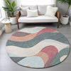 Piper Looms Chantille Swirls ACN2186 Coral Machine Washable Area Rug Round Lifestyle Image Feature