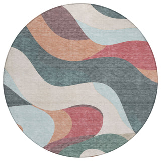 Piper Looms Chantille Swirls ACN2186 Coral Machine Washable Area Rug Round Main Image