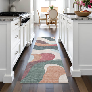 Piper Looms Chantille Swirls ACN2186 Coral Machine Washable Area Rug Runner Lifestyle Image Feature
