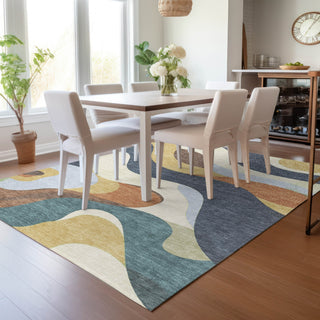 Piper Looms Chantille Swirls ACN2186 Gold Machine Washable Area Rug Lifestyle Image Feature