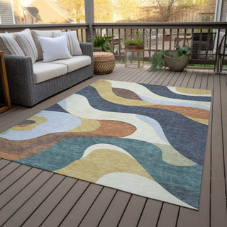 Piper Looms Chantille Swirls ACN2186 Gold Machine Washable Area Rug Outdoor Lifestyle Image Feature
