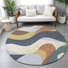 Piper Looms Chantille Swirls ACN2186 Gold Machine Washable Area Rug Round Lifestyle Image Feature