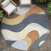 Piper Looms Chantille Swirls ACN2186 Gold Machine Washable Area Rug Round Outdoor Lifestyle Image Feature