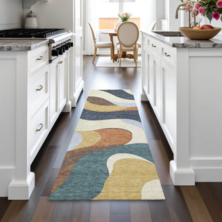 Piper Looms Chantille Swirls ACN2186 Gold Machine Washable Area Rug Runner Lifestyle Image Feature