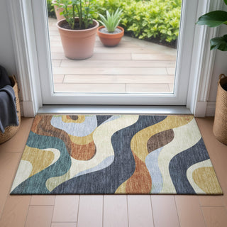 Piper Looms Chantille Swirls ACN2186 Gold Machine Washable Area Rug Scatter Lifestyle Image Feature