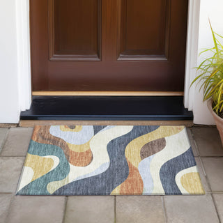 Piper Looms Chantille Swirls ACN2186 Gold Machine Washable Area Rug Scatter Outdoor Lifestyle Image Feature
