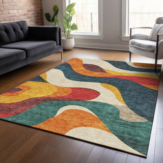 Piper Looms Chantille Swirls ACN2186 Orange Machine Washable Area Rug Lifestyle Image Feature