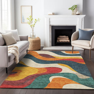 Piper Looms Chantille Swirls ACN2186 Orange Machine Washable Area Rug Lifestyle Image Feature