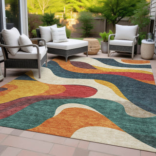 Piper Looms Chantille Swirls ACN2186 Orange Machine Washable Area Rug Outdoor Lifestyle Image Feature