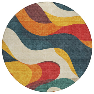 Piper Looms Chantille Swirls ACN2186 Orange Machine Washable Area Rug Round Main Image