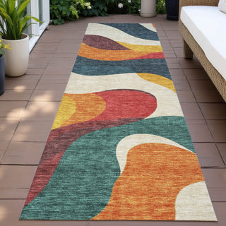 Piper Looms Chantille Swirls ACN2186 Orange Machine Washable Area Rug Runner Outdoor Lifestyle Image Feature