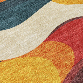 Piper Looms Chantille Swirls ACN2186 Orange Machine Washable Area Rug Swatch Image