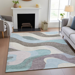 Piper Looms Chantille Swirls ACN2186 Taupe Machine Washable Area Rug Lifestyle Image Feature