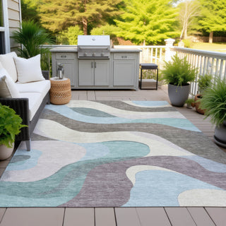 Piper Looms Chantille Swirls ACN2186 Taupe Machine Washable Area Rug Outdoor Lifestyle Image Feature