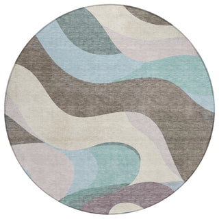 Piper Looms Chantille Swirls ACN2186 Taupe Machine Washable Area Rug Round Main Image
